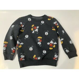 DISNEY MICKEY MOUSE Kids Charcoal Heather Youth All over Print SWEATSHIRT Size 7